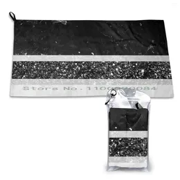 Towel Black And White Marble Glitter Stripe Glam #1 ( Faux ) #minimal #decor #art Quick Dry Gym Sports Bath