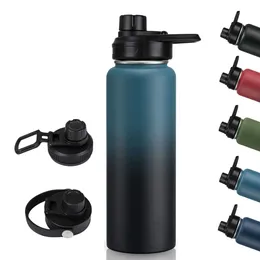 Customized Full Engraved 32oz Travel Water Bottle with Waterproof Stickers and Straw Lid