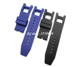 Jawoder Watchband New Men039S 28mm × 16mm أسود أزرق من المطاط من السيليكون المطار