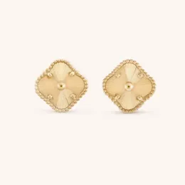 stud earrings designer for women 925 sterling silver needle 15MM wide mother of pearl onyx 4 four leaf clover earring 18k gold jewelry woman girls party daily outfit