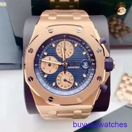 AP Sports Wrist Watch Royal Oak Offshore Series 26238or Rose Gold Blue Dial Herr Fashion Leisure Business Sports Machinery Chronograph Watch