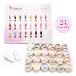 젤 24pcs/키트 Venalisa Ombre 젤 컬러 팔레트 스폰지 Pat Gradient 페인팅 젤 파우더 블러셔 디자인 Soak Off UV LED 네일 젤