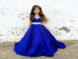 Royal Blue Girl039s Pageant Elbiseleri Boncuk Mücevher Doğum Günü Düğün Partisi Çiçek Kız Elbiseler Littl5692235 için Tatil Nedime Gowns