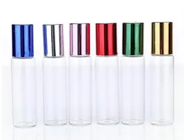 500pcs lote 10ml de vidro transparente garrafas de rolos de óleo essencial com bolas de vidro Bolas de aromaterapia perfumes bálsamos lábios rolam em garrafas zz