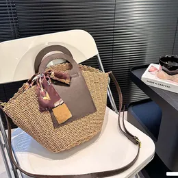 Bolsa de praia tecida Bolsa de palha de palha de verão Férias Bolsa de malas de viagem Handbag lafite tecelagem de couro de luxo saco de bolsa de bolsa de bolsa de bolsa de bolsa removível