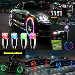 新しい4 PCSライトオートホイールタイヤタイヤエアベーステムLEDライトキャップカバーアクセサリ用自転車用オートバイウォータープルー