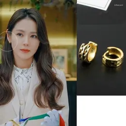 Çember Küpe Kore Drama Aşkın Zorunlu Landing Sun Yizhen Aynı Stil Klasik Kesim Sevimli Kadın Mücevher Aksesuarları Hediyesi