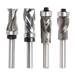 Solid Compression Flush Trim Router Bit 1/4 Inch Shank Top Bearing Spiral Pattern/Plunge