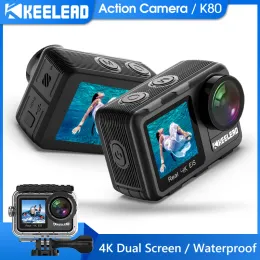 Telecamera fotocamera K80 4K Schermo a doppio schermo WiFi 5M Body impermeabile 60fps 20mp 2.0 touch LCD EIS Remote Control Sport Sports Cam camma