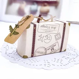 Embrulho de presente 50pcs Creative Mini Suitcase Candy Box Packaging Carton Wedding Event Party Favors Favors with Card