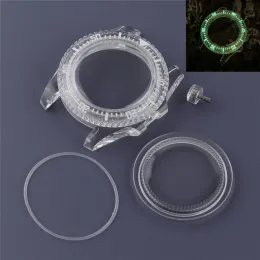 Kit 40mm akrylspegel Transparent plastfodral Grönt lysande klockfodral för NH35/NH35A/NH36/4R/7S -rörelse