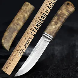 Taktiskt fast blad Damascus Kniv Hög hårdhet utomhuslägerjakt Knifes Survival Knives Cultery