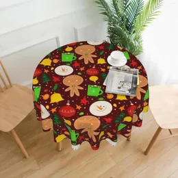 Masa Bezi Noel Deseni Dekoratif 60 "Yuvarlak Polyester masa örtüsü - Basılı Yıkanabilir