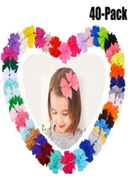 40pcs lot Grosgrain Ribbon Hair Bow with Clips Baby Girls Bowknot Clips Hairpins Children