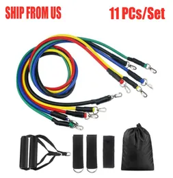 DHL US Stock 11pcs/set pu rope litness exrencises reactance bands latex pedal pedal recerciser reporting plant band 5255223
