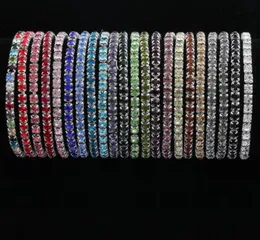 2017 22 colori 2 lunghezze colorate Spring 1row Rhinestone Braccialetti cristallini Tennis placcato in argento Vendi gioielli di moda6437136