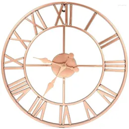 Zegary ścienne Metal Rose Gold Copper Roman Otwarty Ciche Cilt Cilk European Home Dekoracyjne wycisze z kutego żelaza 40 cm