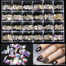 Creams 1 Box 480pcs 3d Rhinestones Ab Flat Back Shiny Stones Nail Art Decorations Mixed Size Nail Gems Crystal Strass Accessories