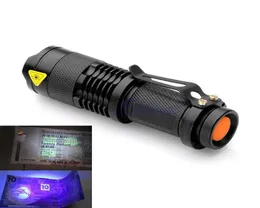 DHL Frakt UV -ficklampa Mini LED Torch 395Nm Blacklight Wavelength Violet Light UV 9 LED Flash Light Torcia Linterna Aluminium Lamp7724759