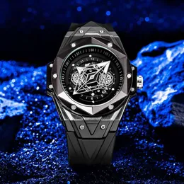 Pintime/Pinshi Men's hela automatiska coola pentagramtrend Student Waterproof Night Glow Quartz Watch