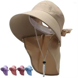 Breda randen hattar Big Women Sun Protection Cap Protective Shield Breattable Dust-Proof Fisherman's Hat UV Sunscreen Bucket