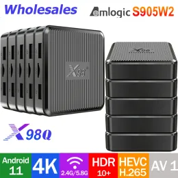 Box Wholesales Original 10PCS X98Q Android11.0 스마트 TV 박스 Amlogic S905W2 Quadcore 2.4G/5G Wi -Fi AV1 4K VS X96Q