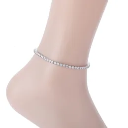 Fashon Anklet 9inch 10 Zoll Messing 4mm CZ Tenniskette 3 Farbe für Frauen Fuß Schmuck A004 240408