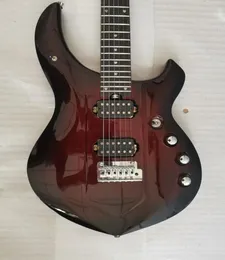 Promoção Ernie Ball John Petrucci Majestade Trans Wine Red Center Black Center Guitarra Tremolo Bridge Pickups passivos 9V BAT9296822