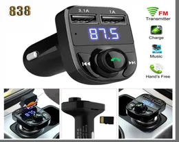 838d 50d x8 fm transmitter aux modulator Bluetooth Handsfree Car Kit Car O Mp3 Player with 3.1a Quick Charge Dual USB Car Charger Accessorie FMA7335029