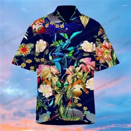 Męskie koszule Summer Floral Hawaiian Men Mode Fashion Short Sleeve Beach Shirt Hawaii Bluzka Odwróć obracanie Aloha Ubranie
