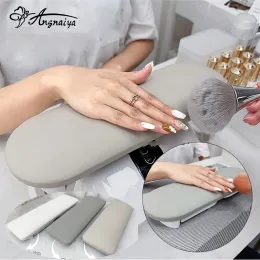 Repousa angnya dobring hand descansar para travesseiro de mão de unha com almofada de altura ajustável braço de palmeira mesa para unhas e ferramenta de manicure