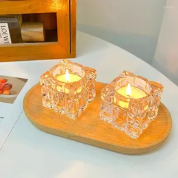 Kerzenhalter 1PC Hochzeit Abendessen Kerzenhalter Glashalter Herzstück Tisch Transparent Outdoor Luxus Desktop Ornamente Dekor Dekor