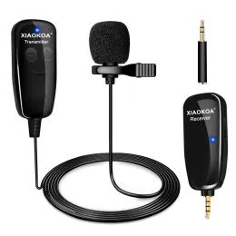 Microfones Xiaokoa UHF Lavalier Lapel Wireless Microphone Recording Vlog YouTube Live Interview för iPhone iPad PC Android DSLR Microphone