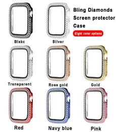 Apple Watch için Bling Diamond Watches Case 38mm 42mm 40mm 44mm Bant Temperlenmiş Cam Ekran Koruyucu Kapak Iwatch Serisi 1 24486723