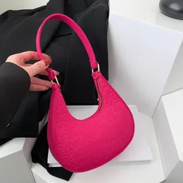 Fashion Luxury Design Felt Shoulder Hobo Bag Women Clutch Handbag Purse Female Solid Color Underarm Bag Small Shopper Tote