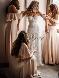 Vestidos vestidos de noiva boêmios vintage renda de crochê de algodão fora do ombro Spell em comprimento completo