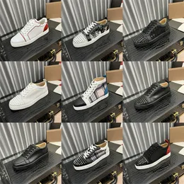 2024 Men Designer Red Sole Loafers Rivets Low Studed Casual Shoes Designers Shoes Mens Women Top Quality Red-Sole Sneakers Trainers With Box Size 36-47