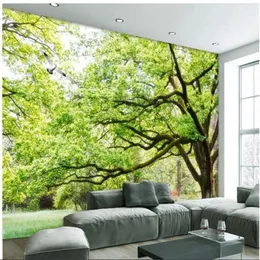 Wallpapers Natural Scenery Big Tree 3d Wallpaper Modern Minimalist Living Room Wall Decoration Bedroom Small Fresh Mur