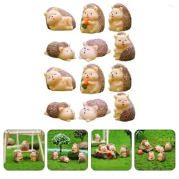 Gartendekorationen 12 PCs Mini Simulation Hedgehog Harz Tierdekoration