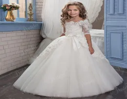 2019 Novo vestido de menina de flores árabe de renda para casamentos Tule Baby Girl Communion Dresses Crianças Girl GOWEN6918945