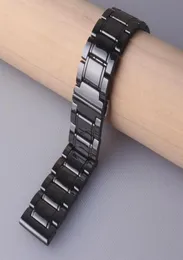 Svart polerade keramiska klockband band armband 20mm 21mm 22mm 23mm 24mm för armbandsur mens damtillbehör snabb frigöring stift 6898914