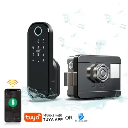 قفل ttlock/tuya Bluetooth القفل الذكي WiFi كلمة مرور الباب الإلكترونية مقبض القفل كلمة مرور القفل ذكي مع مفتاح معدني