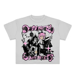 Oversized Meet Crona graphic t shirts for men gothic all cotton shirts Couples Anime y2k tops goth women clothes 240403