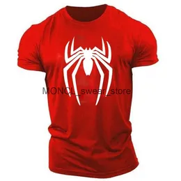 T-shirt della moda estiva maschile per uomini Y2K top sport Super Spider Stampa a maniche corte Tee Women Round Neck 2024 H240408