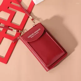 숄더백 여성 지갑 단단한 가죽 스트랩 핸드백 휴대 전화 가방 카드 홀더 지갑 핸드백 포켓