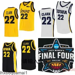 Custom 22 Caitlin Clark Jersey Jersey Айова Ястребы Женщины колледж баскетбольные майки мужчины детские дамы черно -белые желтые