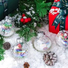 Decorazione per feste Christmas Tree Xmas Clear Iridescent Ball Round Sli liscio Sfere per arredamento a tema