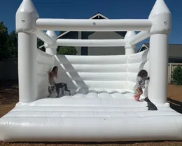 Kommersiellt vitt studshus Full PVC Uppblåsbar bröllopshoppning Bouncy Castle Jumper Bouncer med Flower Free Air Ship