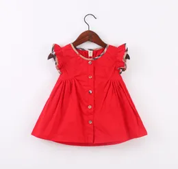 Girl039s Summer Princess Dress 2020 New Children Plaid Ruffle sleeve Party Dresses Fashion Kids Doll collar Cotton Mini Dress C3629030