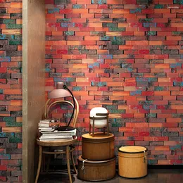 خلفيات الحبوب الخشب خمر الطوب جدران خلفية لفة الصينية الطراز El مطعم الملابس متجر خشبي لوحة PVC ورقة 3D